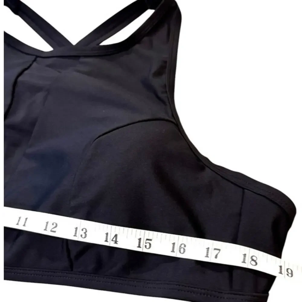 Time and Tru Women’s 1X Black High Neck Bikini Swim Top Mesh Inset NWT